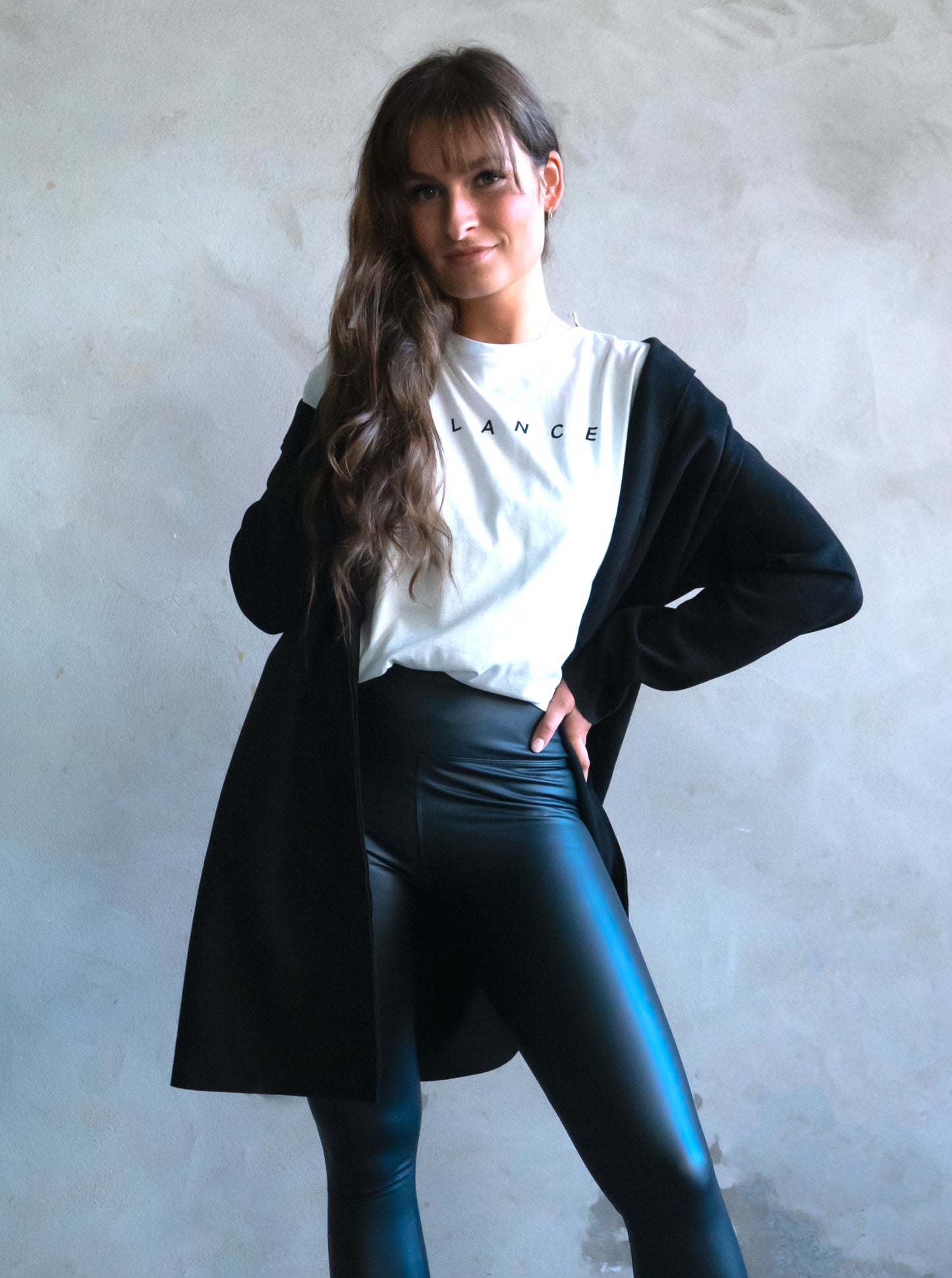 Long-Blazer Wildlederoptik - schwarz