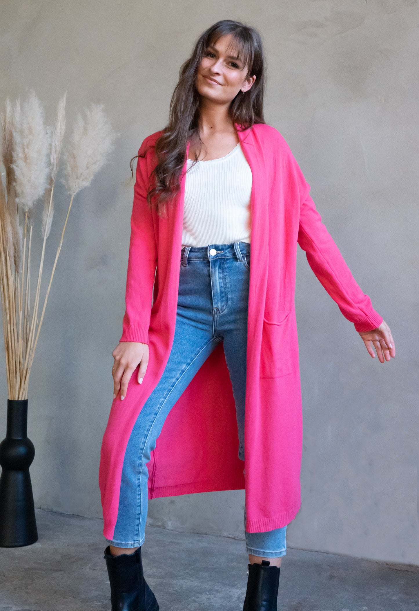 Long-Cardigan - pink