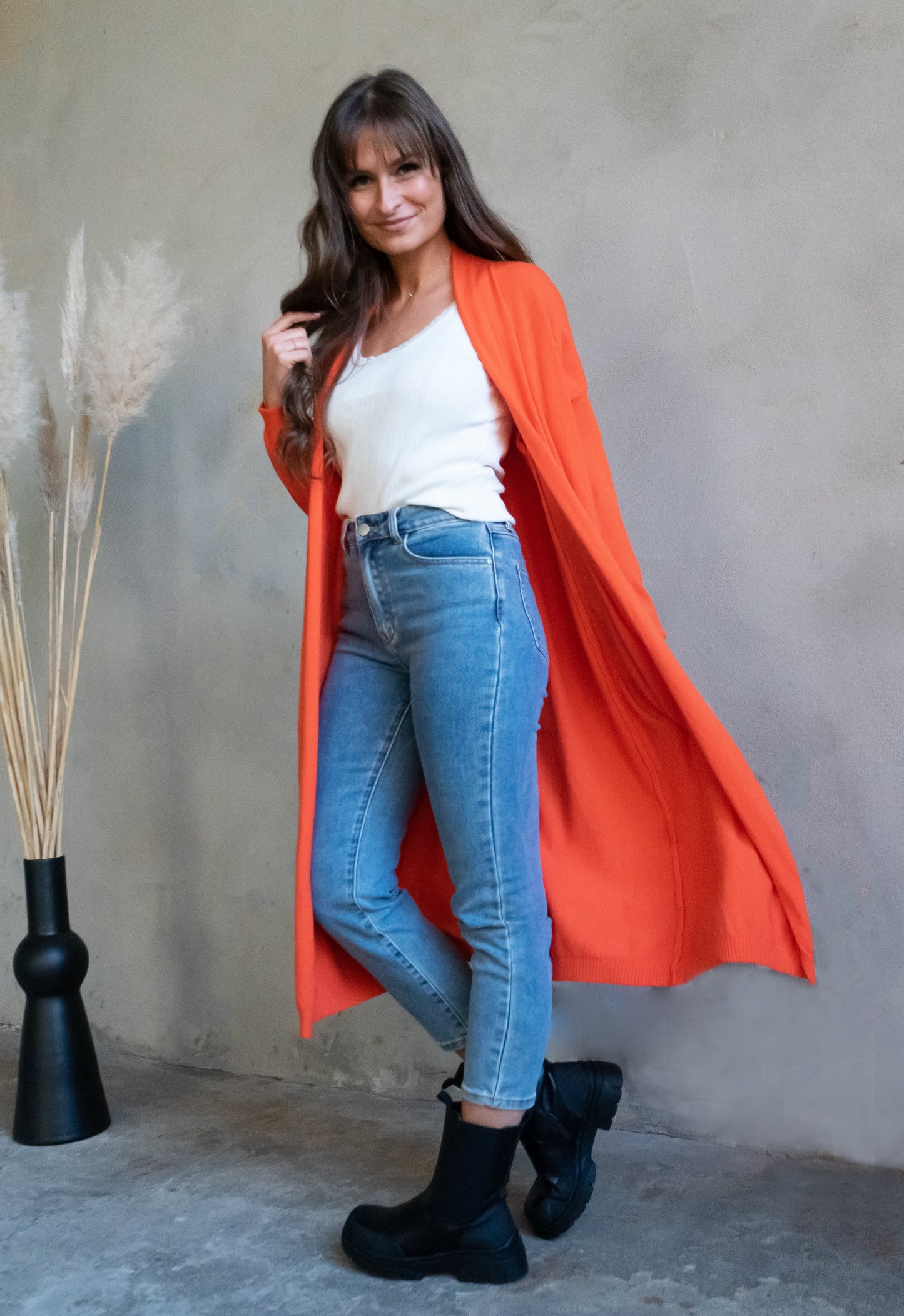 Long-Cardigan - orange