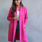 Long-Blazer Wildlederoptik - pink
