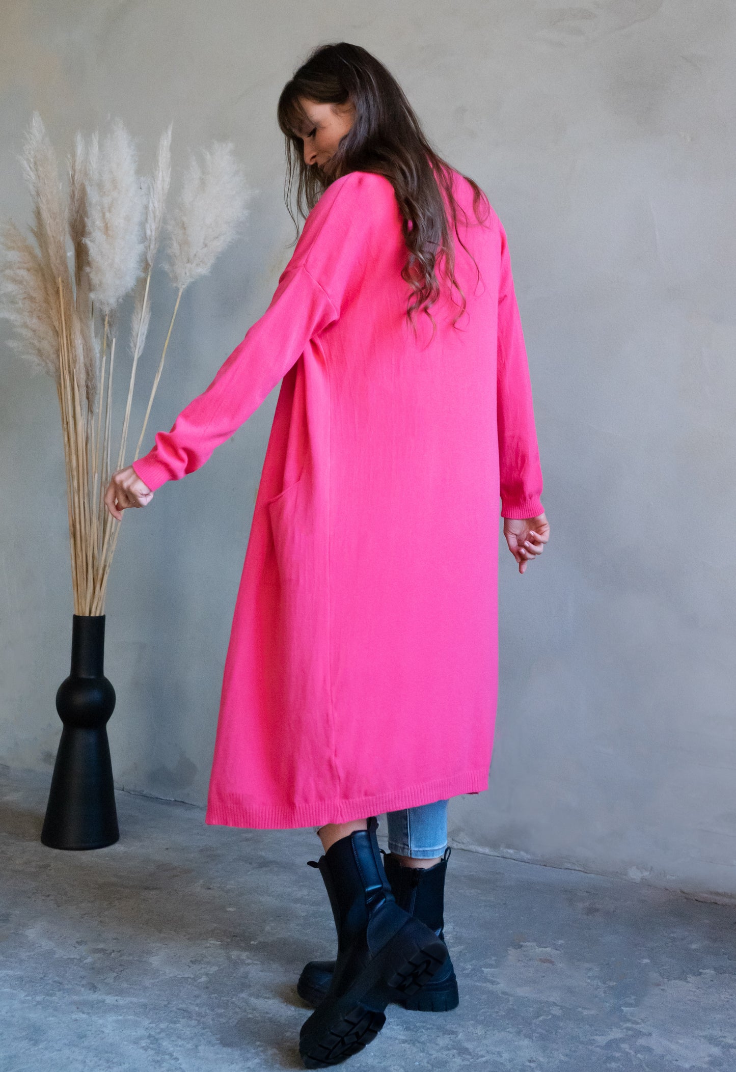 Long-Cardigan - pink