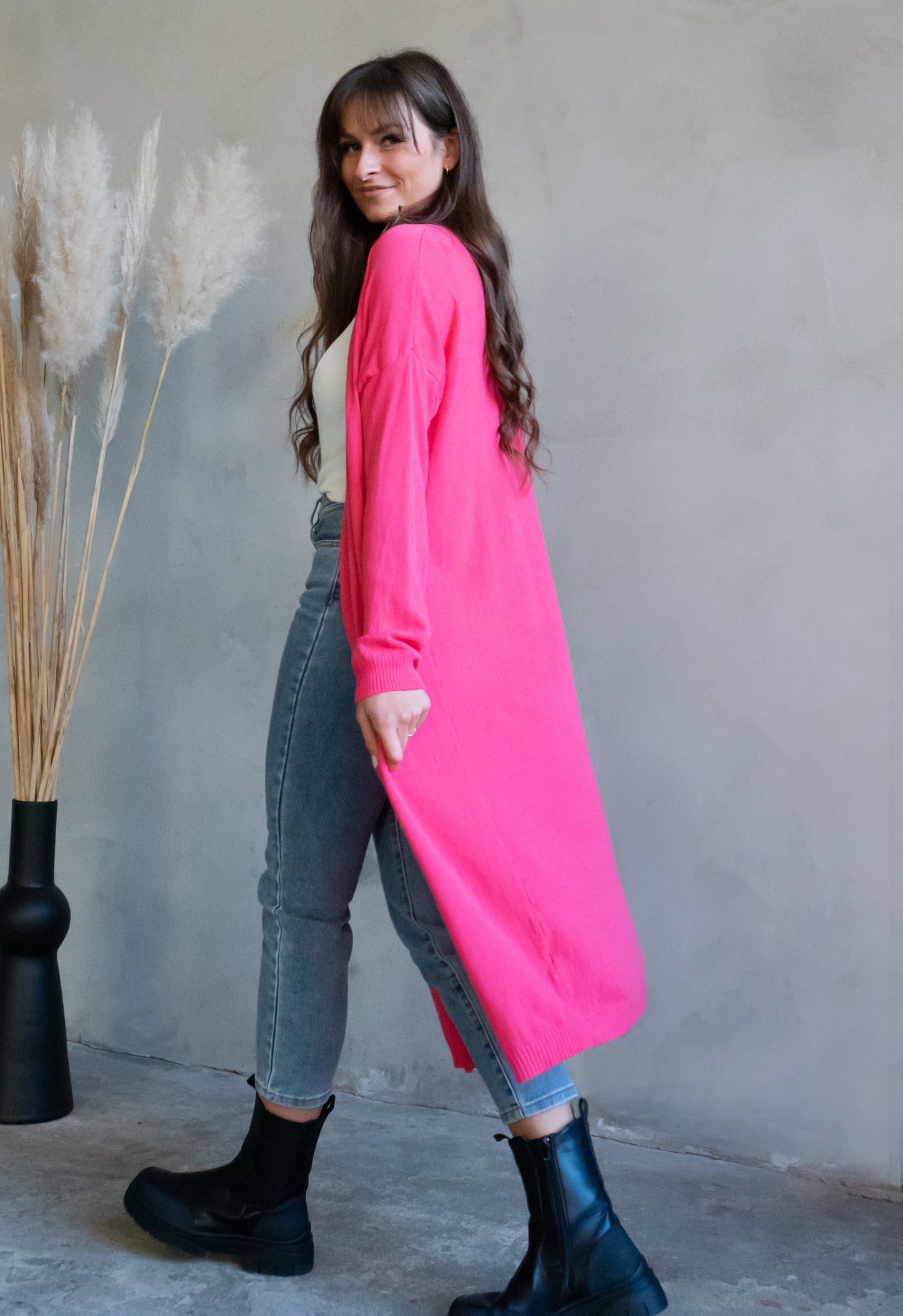 Long-Cardigan - pink