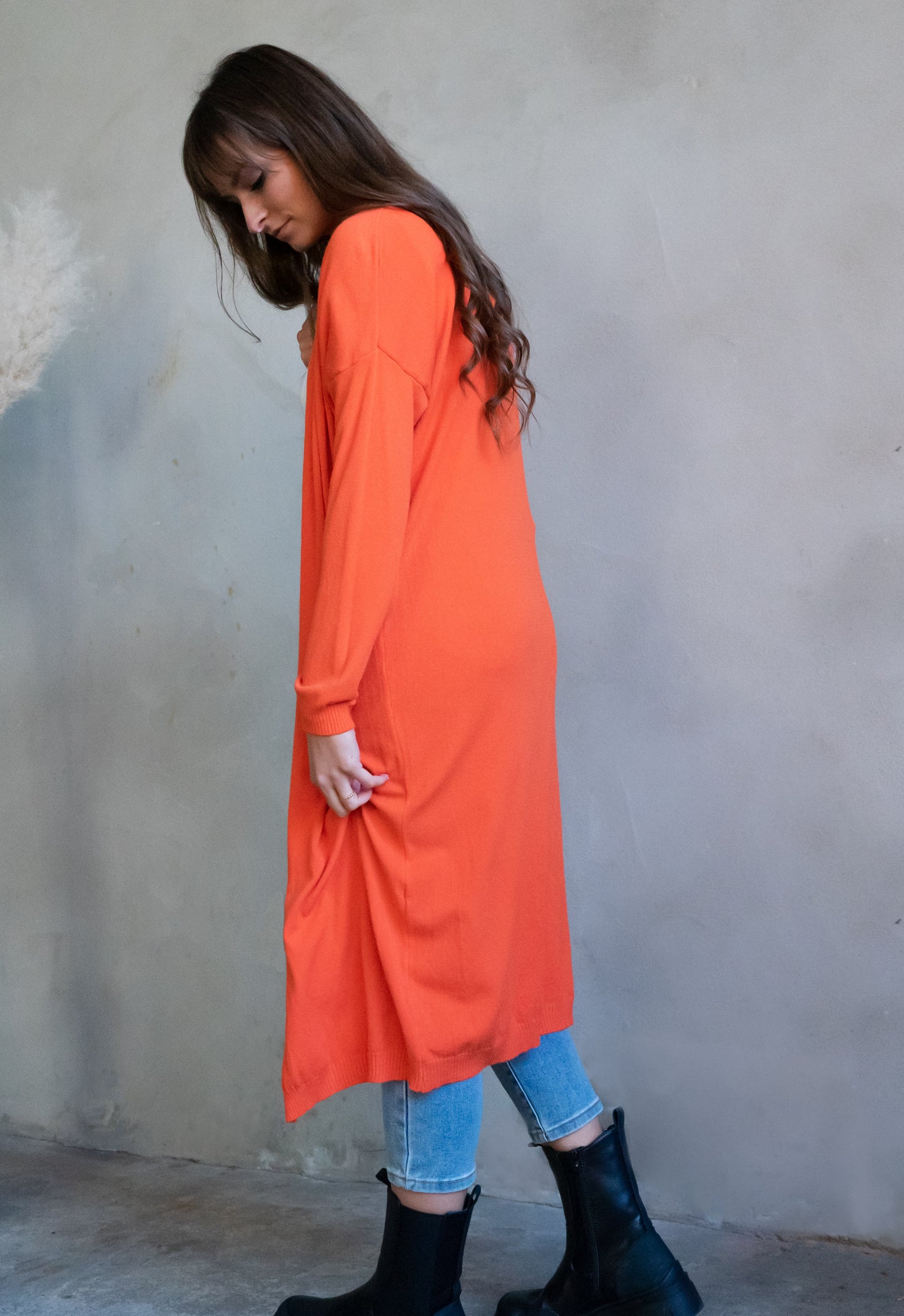 Long-Cardigan - orange