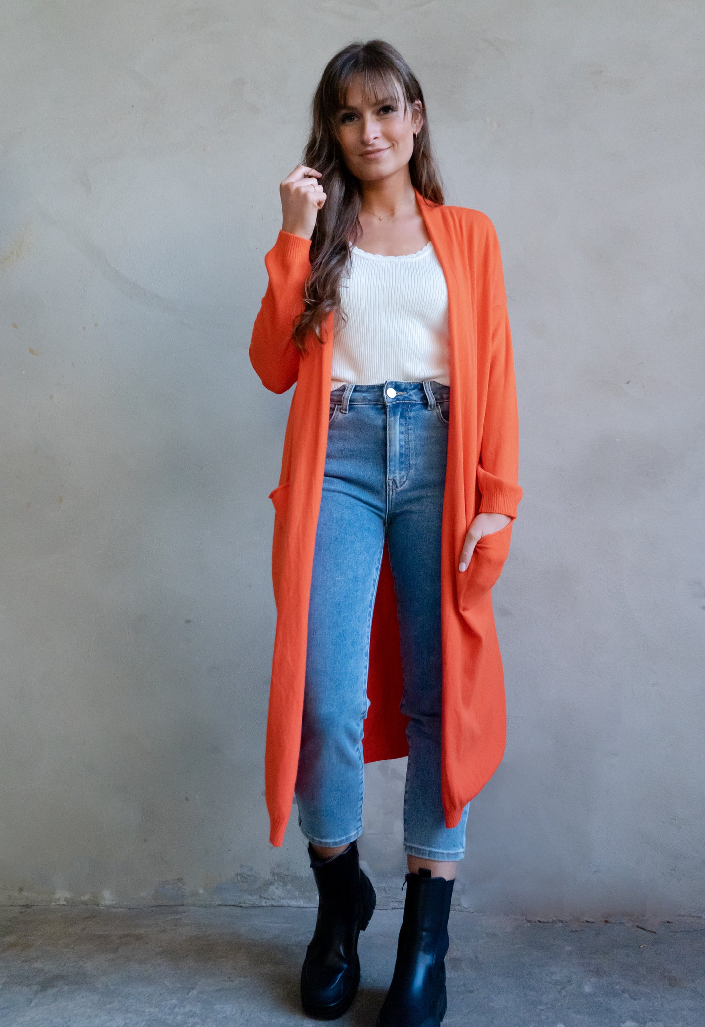 Long-Cardigan - orange