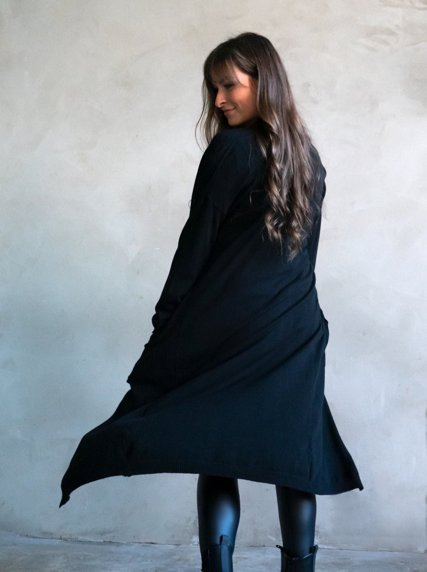 Long-Cardigan - schwarz