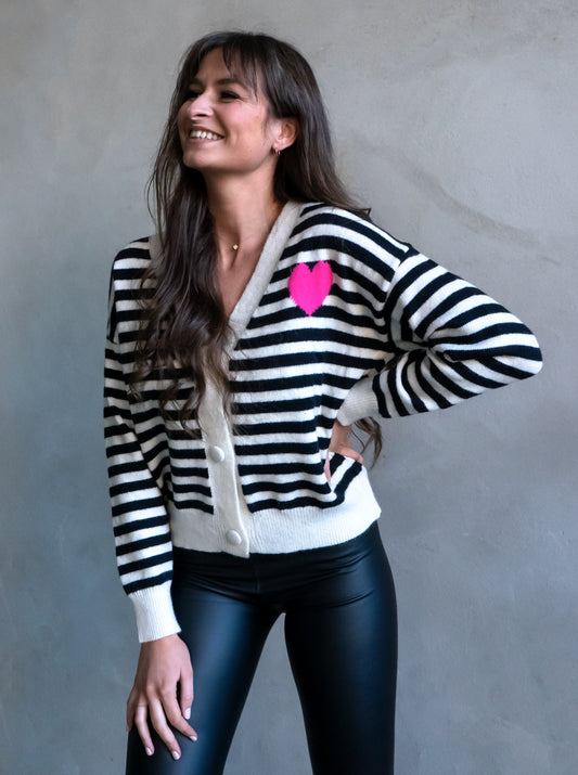 Stripes Herz-Cardigan